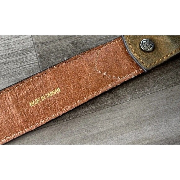 Ariat Boys Western Leather Belt Size 26 Brown Camo American Flag - Picture 3 of 6